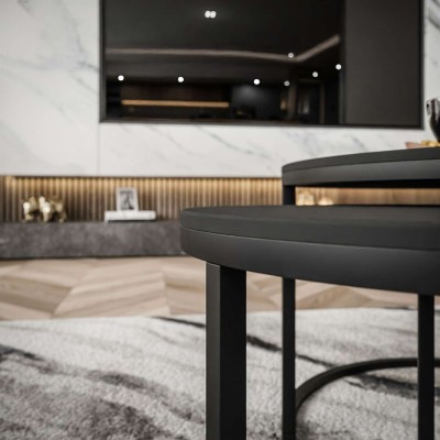 Okrągły stolik kawowy CIRI 2w1 czarny mat Okrągły stolik kawowy CIRI 2w1 czarny mat