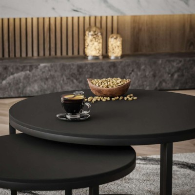 Okrągły stolik kawowy CIRI 2w1 czarny mat Okrągły stolik kawowy CIRI 2w1 czarny mat