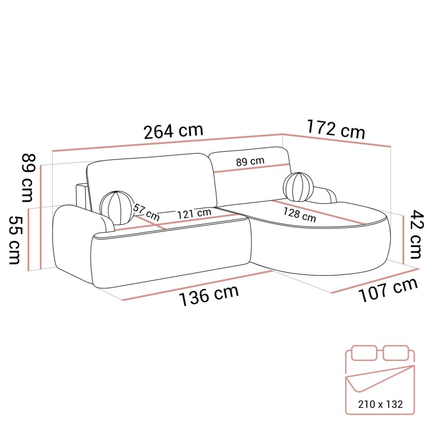 Zaokrąglony narożnik CLEO II z funkcją spania