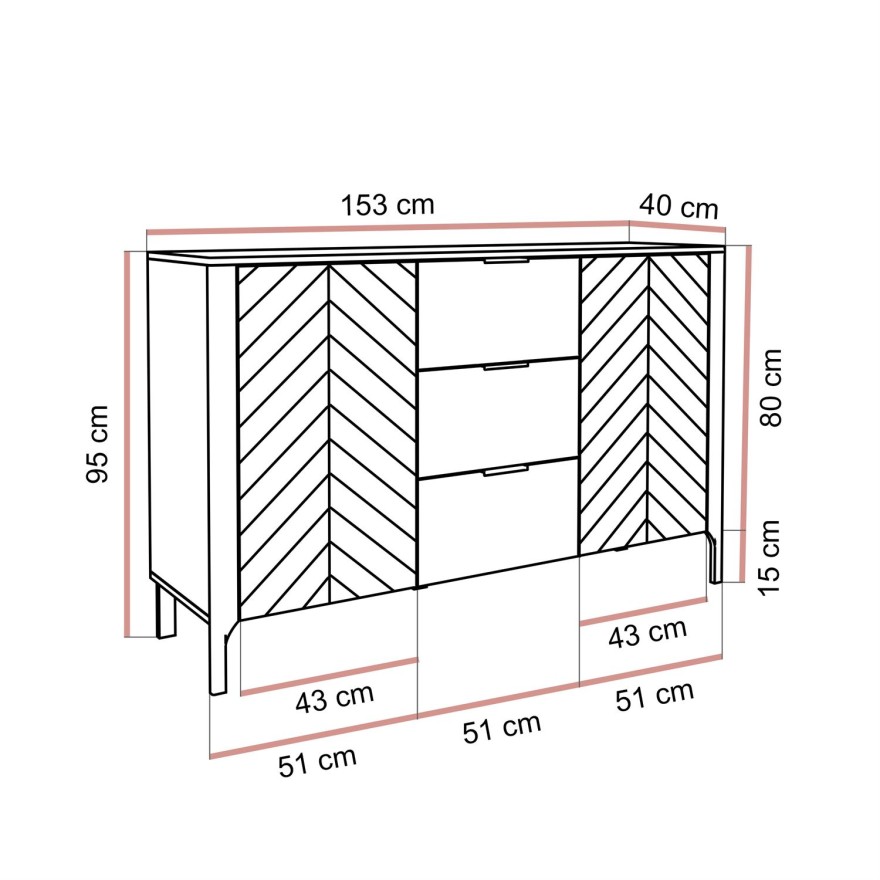 Dwudrzwiowa komoda z szufladami LUMI