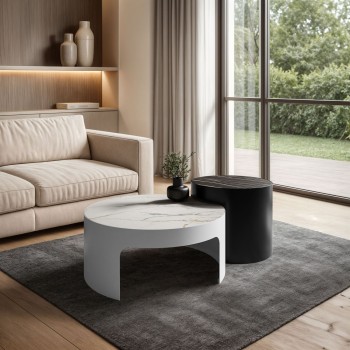 Stolik kawowy GAYA z marmurowym blatem