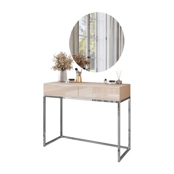 Toaletka BLANCO GLAMOUR KASZMIR na chromowanym stelażu z lustrem LED