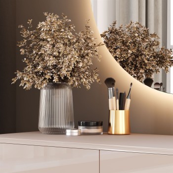 Toaletka BLANCO GLAMOUR KASZMIR na chromowanym stelażu z lustrem LED