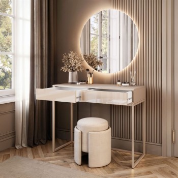 Toaletka BLANCO GLAMOUR KASZMIR na kaszmirowym stelażu z lustrem LED