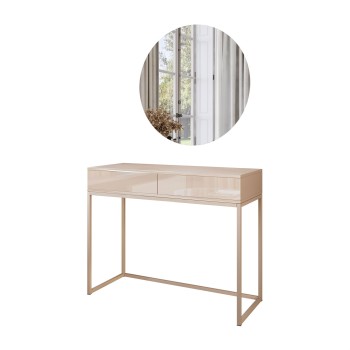 Toaletka BLANCO GLAMOUR KASZMIR na kaszmirowym stelażu z lustrem LED