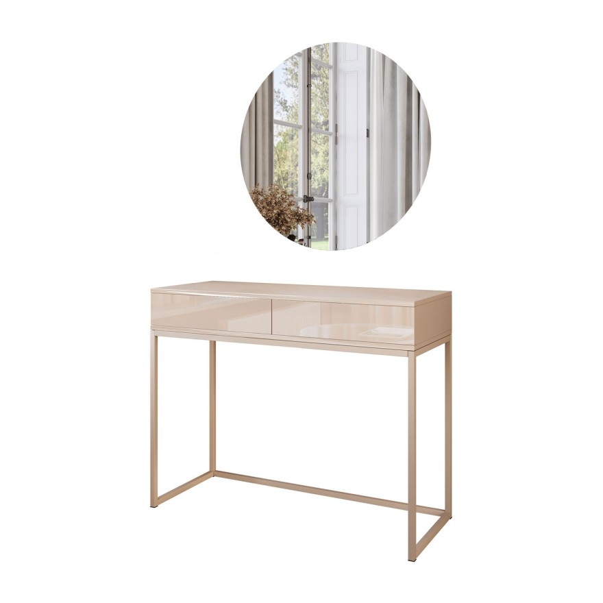 Toaletka BLANCO GLAMOUR KASZMIR na kaszmirowym stelażu z lustrem LED