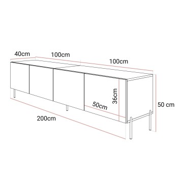 Szafka RTV COLGANTE 200 kaszmir wysoki połysk na nóżkach