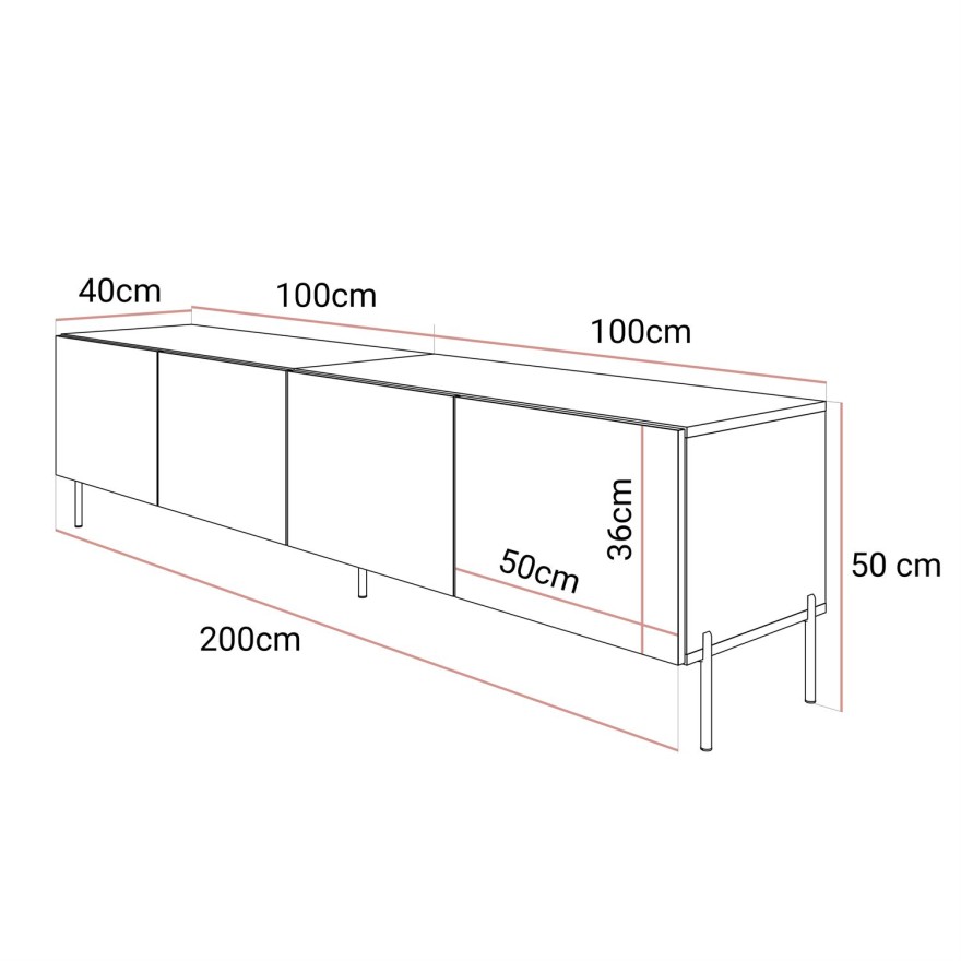 Szafka RTV COLGANTE 200 kaszmir wysoki połysk na nóżkach
