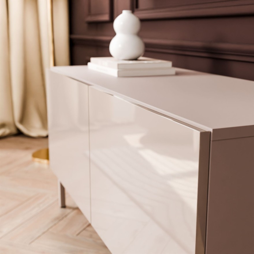 Szafka RTV COLGANTE 100 kaszmir wysoki połysk na nóżkach