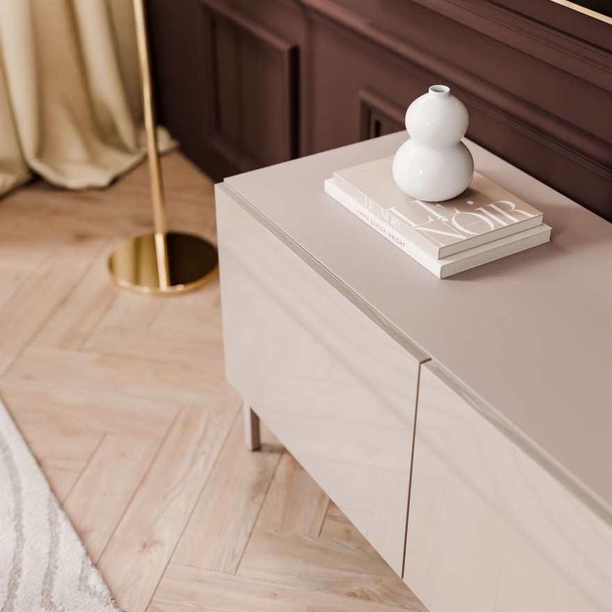 Szafka RTV COLGANTE 100 kaszmir wysoki połysk na nóżkach