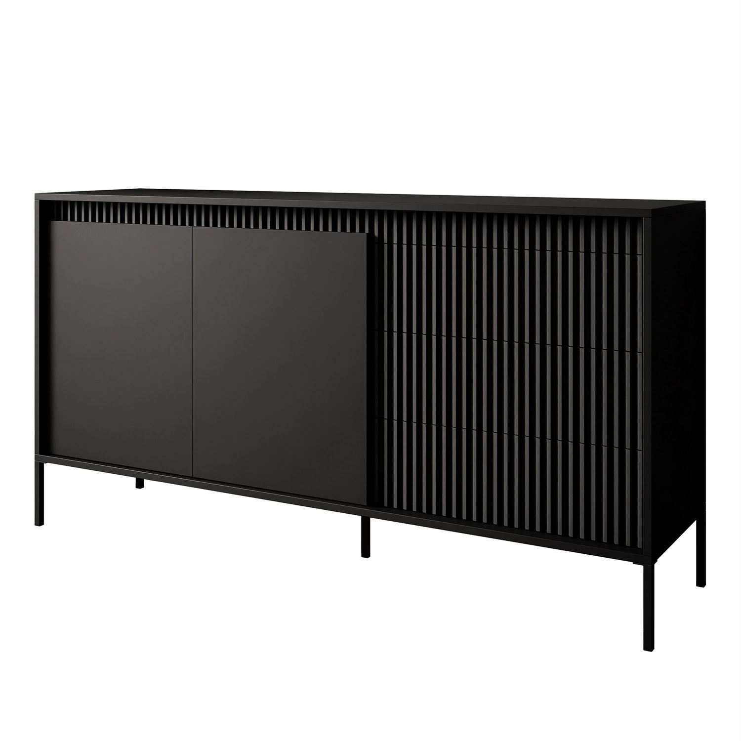 Komoda dwudrzwiowa YASUMI 153 2D3S z szufladami czarny mat