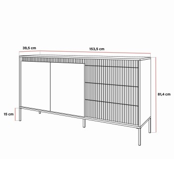 Komoda dwudrzwiowa YASUMI 153 2D3S z szufladami czarny mat