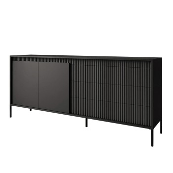 Komoda dwudrzwiowa YASUMI 187 2D3S z szufladami czarny mat