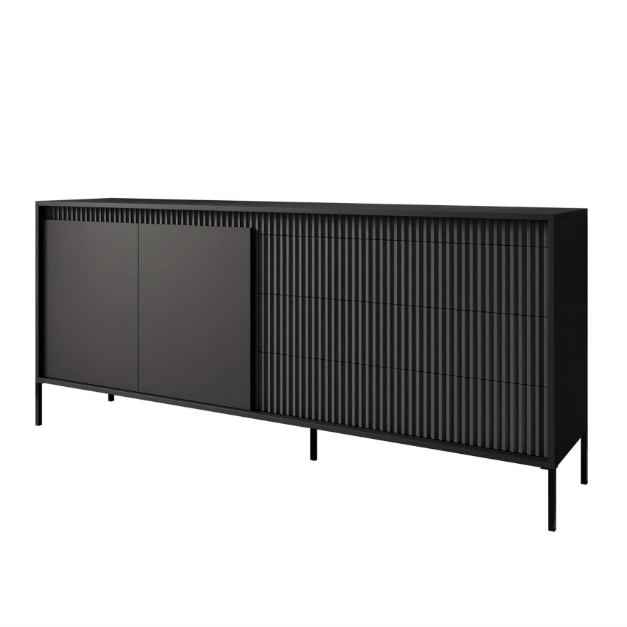 Komoda dwudrzwiowa YASUMI 187 2D3S z szufladami czarny mat