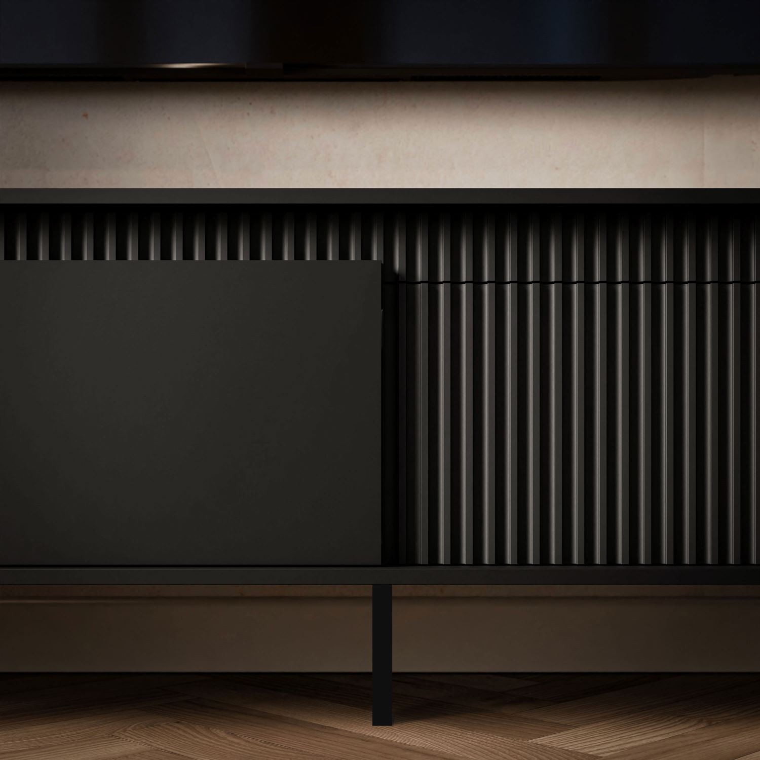 Dwudrzwiowa Szafka RTV YASUMI 187 cm czarny mat