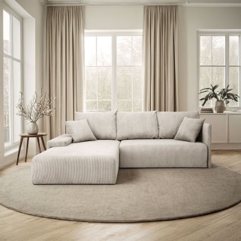 Narożnik tapicerowany LAVIO L z funkcją spania i pojemnikiem na pościel