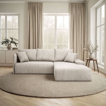 Narożnik tapicerowany LAVIO L z funkcją spania i pojemnikiem na pościel