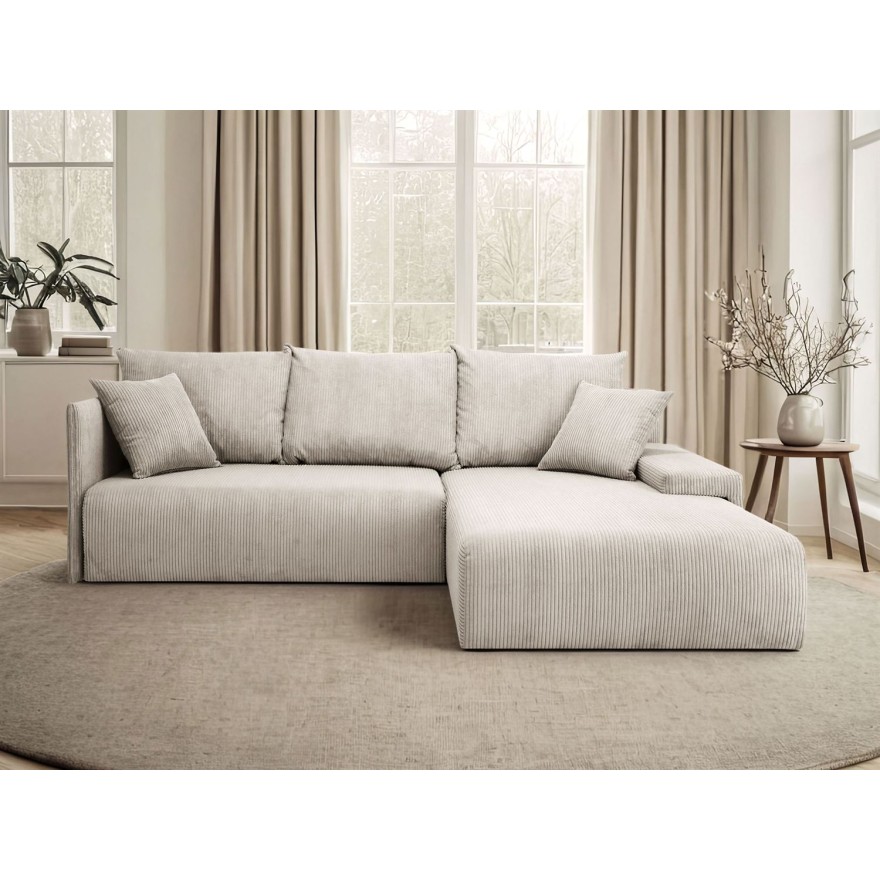 Narożnik tapicerowany LAVIO L z funkcją spania i pojemnikiem na pościel