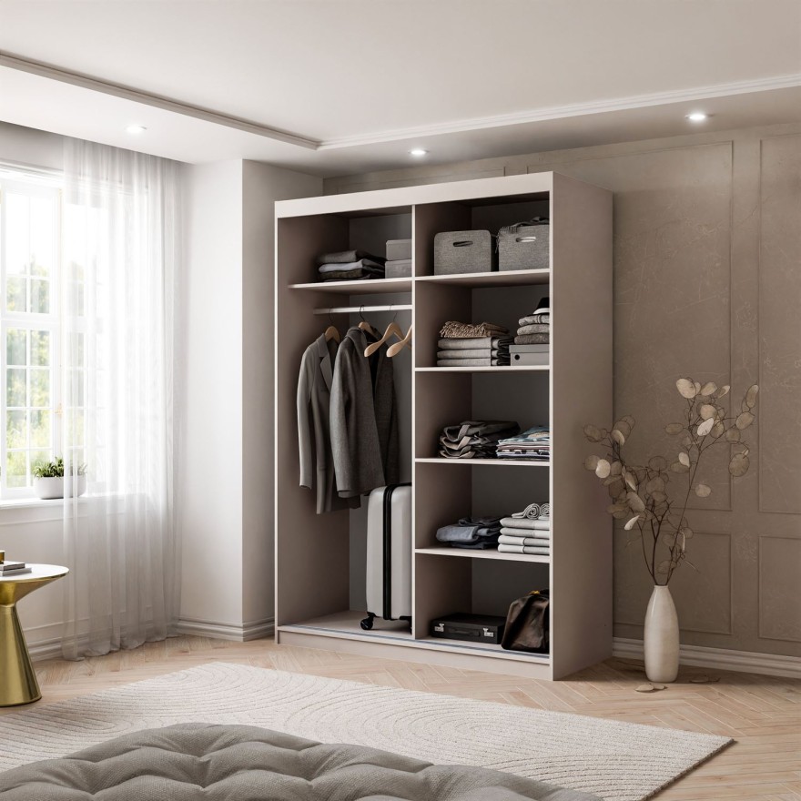 Szafa przesuwna AURIS 150 cm ze złotymi listwami