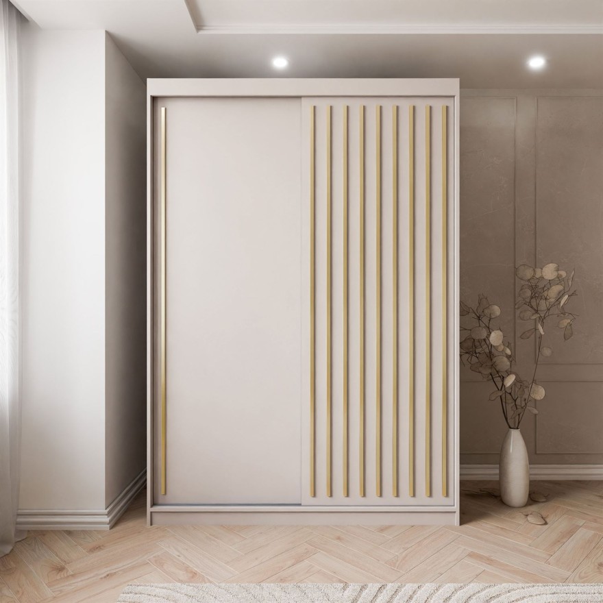 Szafa przesuwna AURIS 150 cm ze złotymi listwami