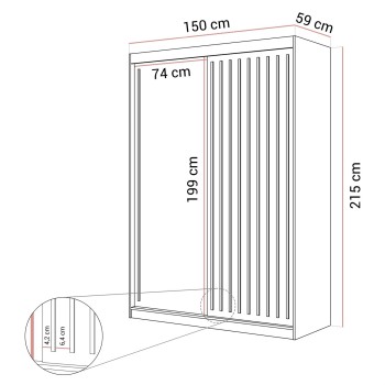 Szafa przesuwna AURIS 150 cm ze złotymi listwami