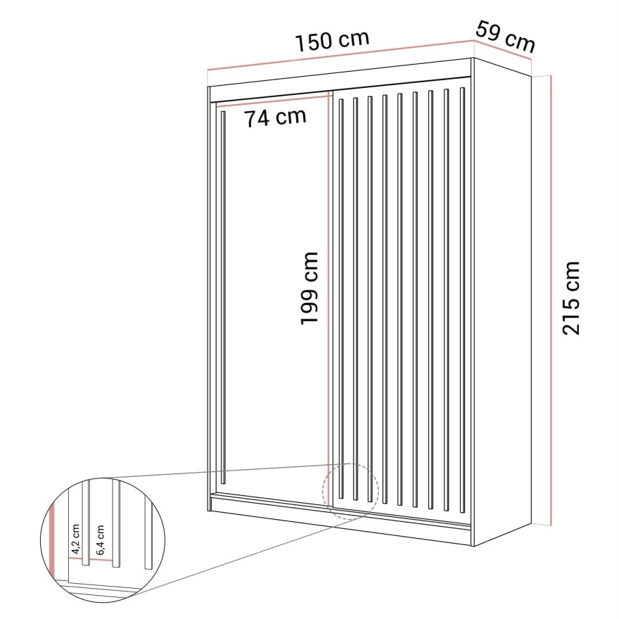 Szafa przesuwna AURIS 150 cm ze złotymi listwami