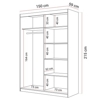 Szafa przesuwna AURIS 150 cm ze złotymi listwami