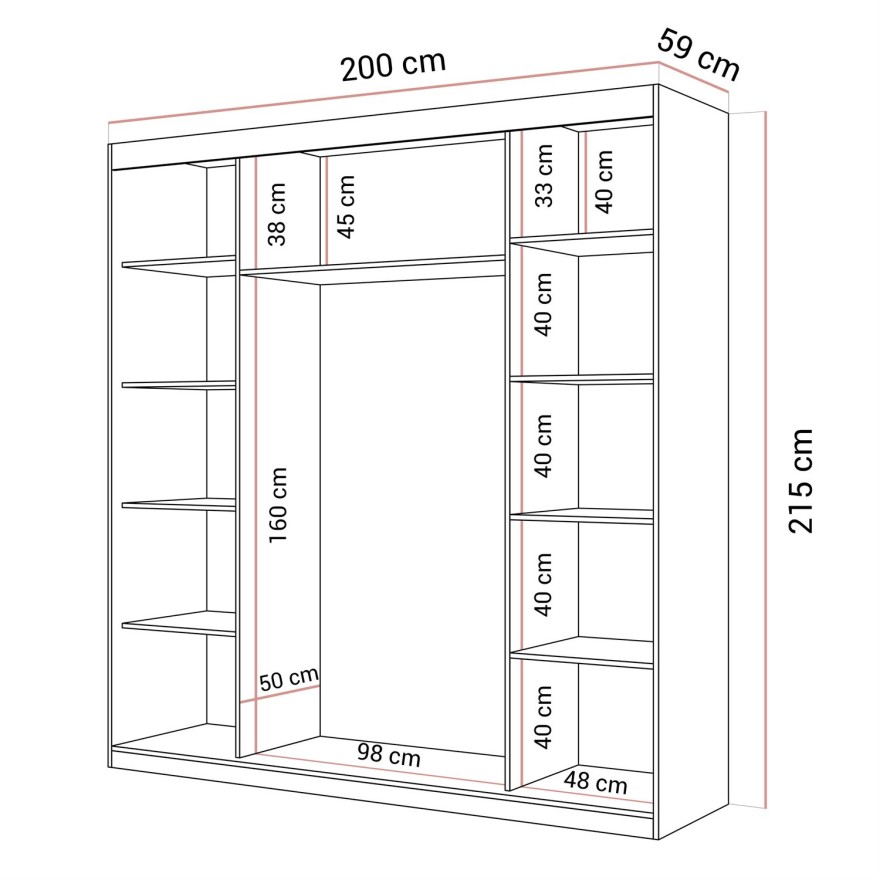 Szafa przesuwna AURIS 200cm