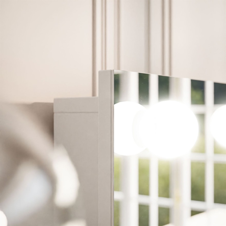 Toaletka MADA ELITE z lustrem i oświetleniem biały połysk