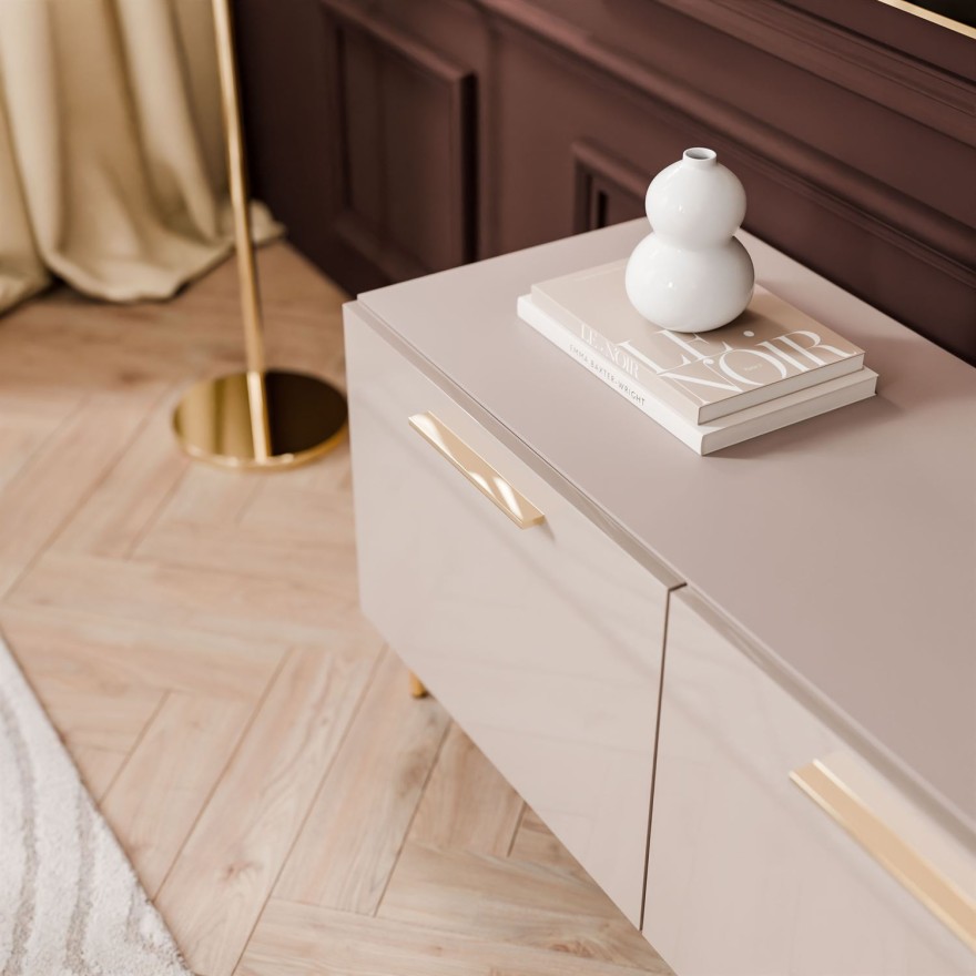 Szafka RTV AURA 100 KASZMIR wysoki połysk na nóżkach