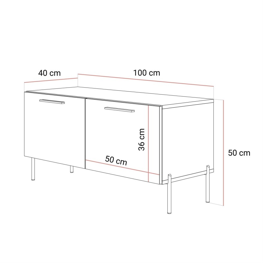 Szafka RTV AURA 100 KASZMIR wysoki połysk na nóżkach