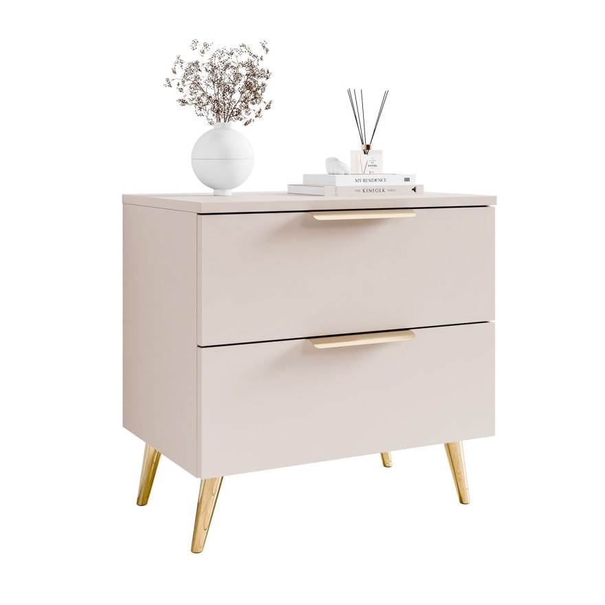 Szafka nocna LINA KASZMIR 2S na skośnych nóżkach LED