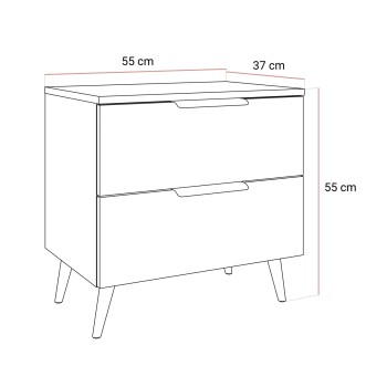 Szafka nocna LINA KASZMIR 2S na skośnych nóżkach LED