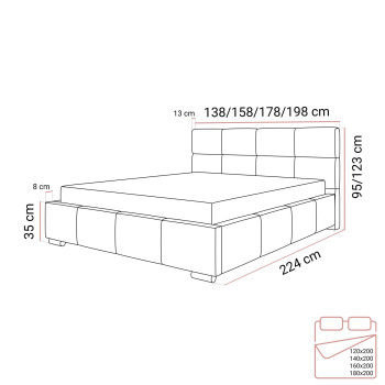 copy of Łóżko tapicerowane SARA z wysokim zagłówkiem