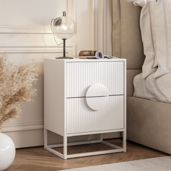 Szafka nocna LUNO z ryflowanym frontem na stelażu