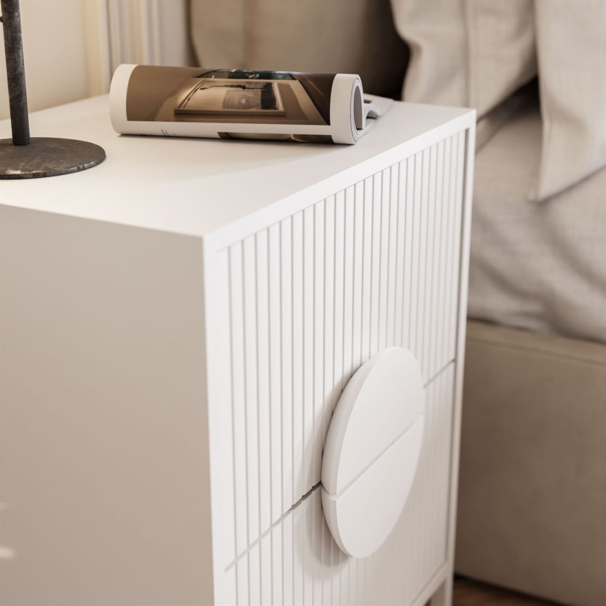 Szafka nocna LUNO z ryflowanym frontem na stelażu