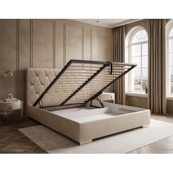 Łóżko tapicerowane IZOLDA z wysokim zagłówkiem