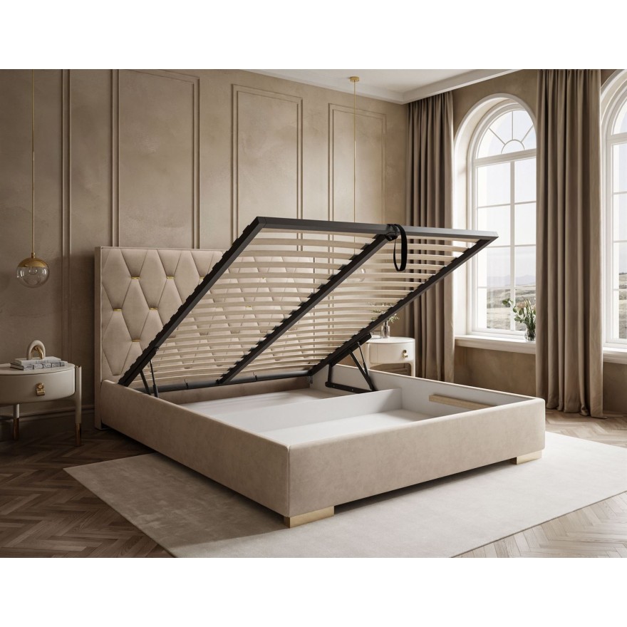 Łóżko tapicerowane IZOLDA z wysokim zagłówkiem