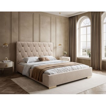 Łóżko tapicerowane IZOLDA z wysokim zagłówkiem