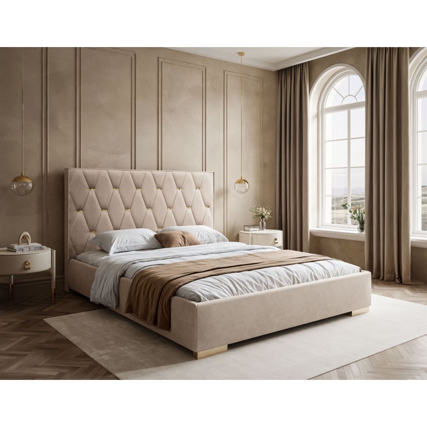 Łóżko tapicerowane IZOLDA z wysokim zagłówkiem