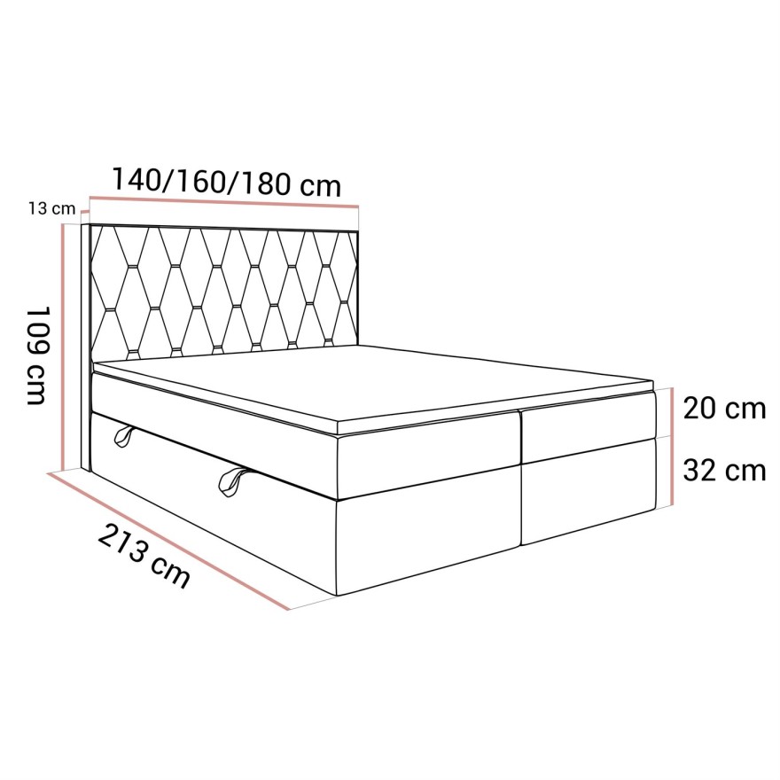 Łóżko kontynentalne IZOLDA z pojemnikiem na pościel