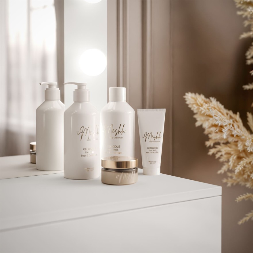 Toaletka kosmetyczna BLANCO z lustrem i oświetleniem złoty chrom