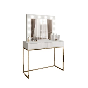 Toaletka kosmetyczna BLANCO z lustrem i oświetleniem złoty chrom