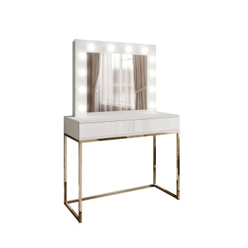 Toaletka kosmetyczna BLANCO z lustrem i oświetleniem złoty chrom