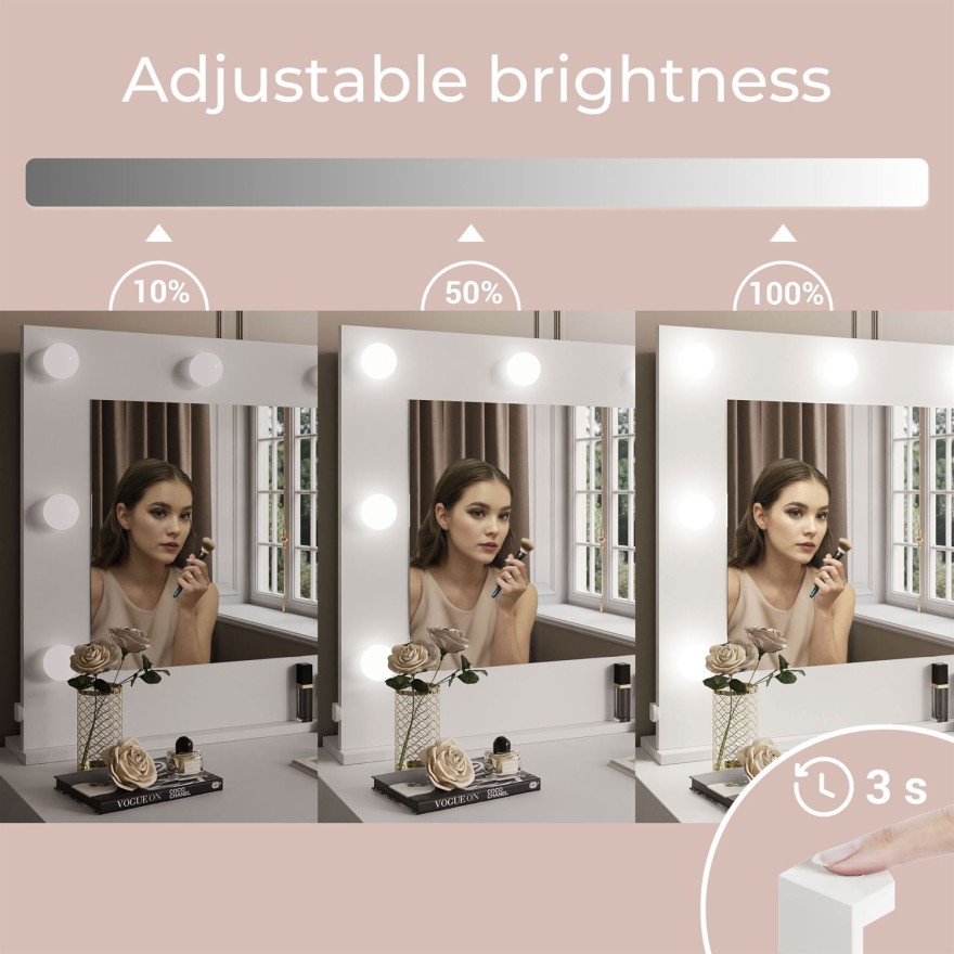 Toaletka kosmetyczna BLANCO z lustrem i oświetleniem złoty chrom