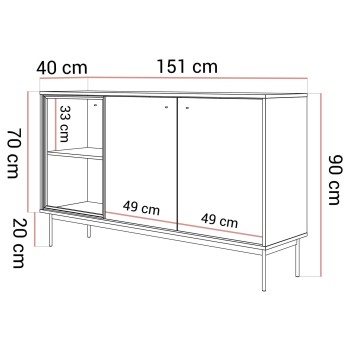 Trzydrzwiowa komoda ISA 3D z oświetleniem LED