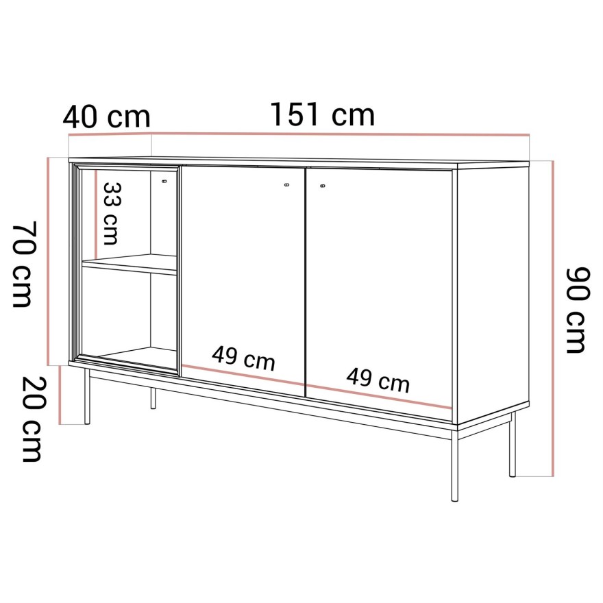 Trzydrzwiowa komoda ISA 3D z oświetleniem LED