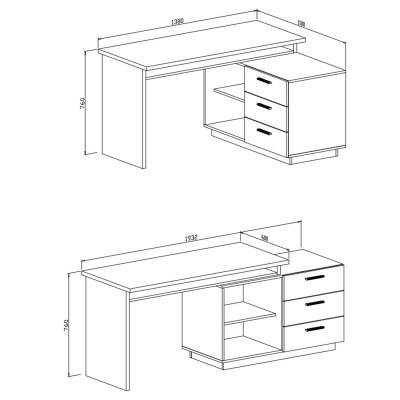 Biurko narożne CHIA dąb artisan grafit