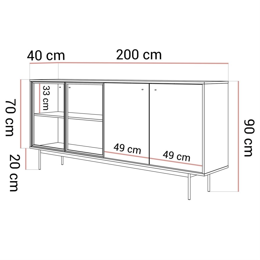 Komoda czterodrzwiowa ISA 4D z oświetleniem LED