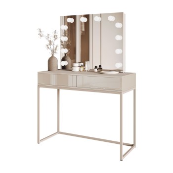 Toaletka kosmetyczna BLANCO KASZMIR ELITE z lustrem i oświetleniem na kaszmirowym stelażu